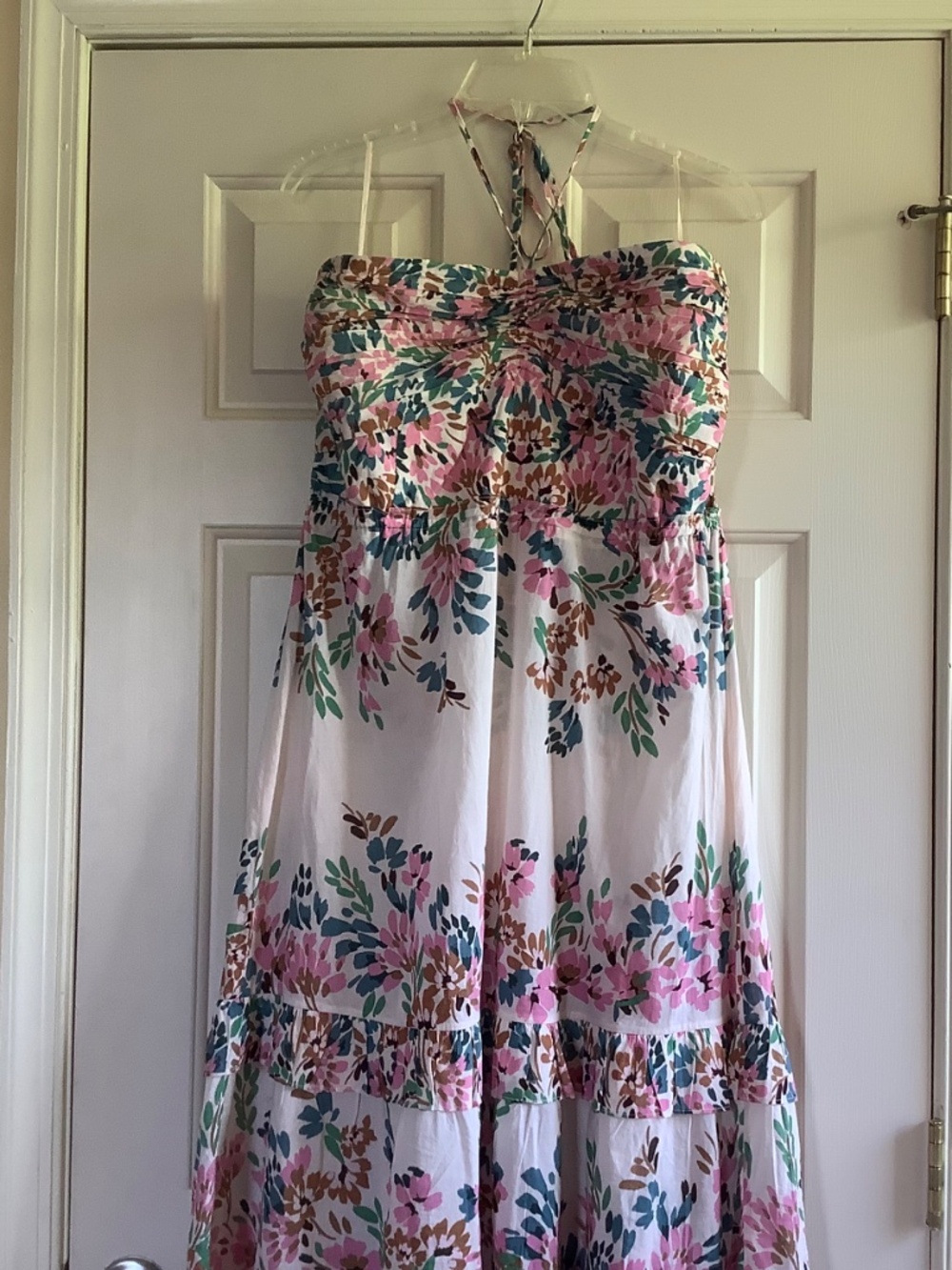 Figue June Floral Cotton Halterneck Maxi Dress Confetti Floral Beige SZ XL - Picture 5 of 16